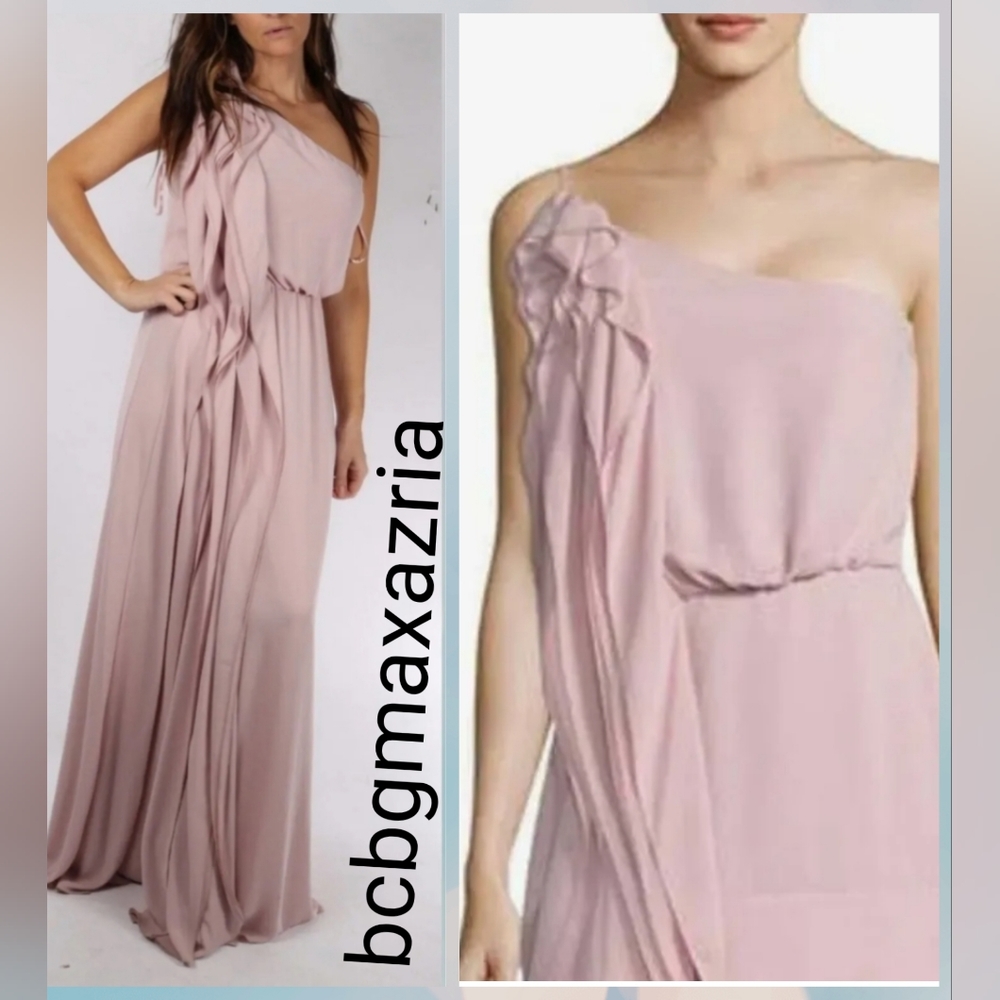 NEW BCBGMAXAZRIA JOYCE ONE-SHOULDER RUFFLED GOWN DRESSD COLOR:Lavender mist